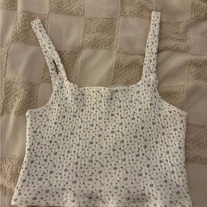 American Eagle Outfitters White Floral Crop Top